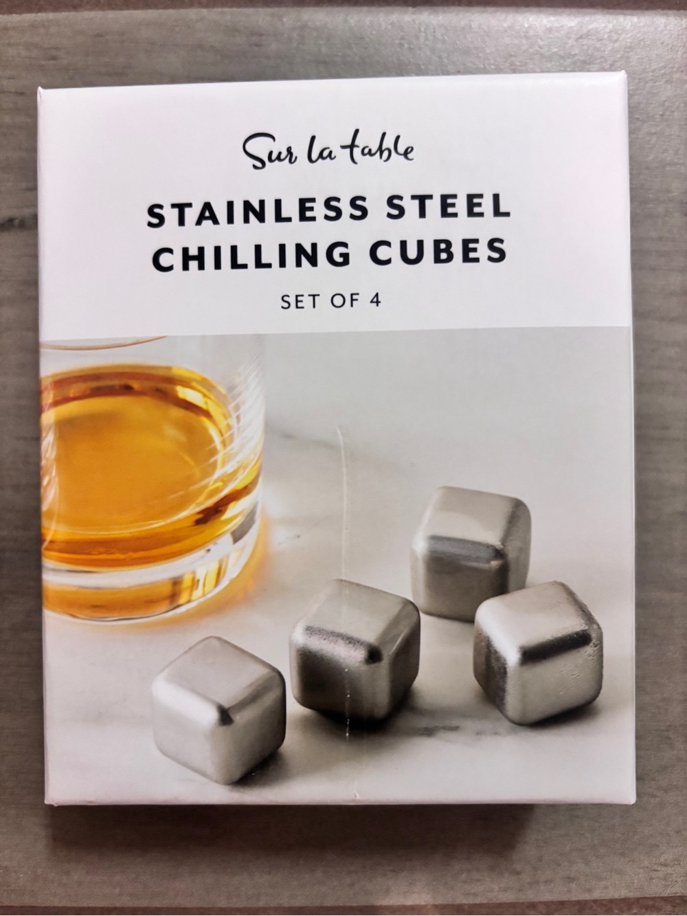 NWT “Sur La Table” set of 4-stainless steel freezable cubes-chill ur drink!! ♻️